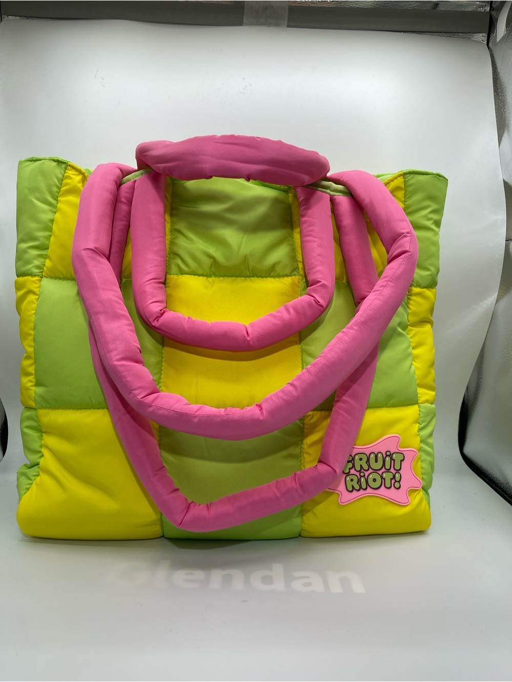 Quilted Pink and Lime Patchwork Tote Bag